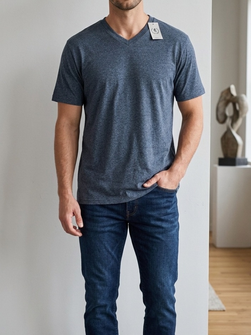 NWT Rugby University Men's Slate Gray V-Neck Tee - Size XL